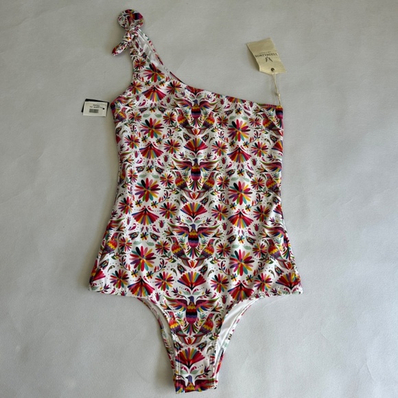 Verde Limon size L Tokyo one piece swimsuit one shoulder white bird print NEW - Picture 10 of 16